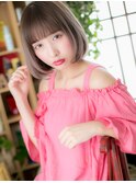 ハイトーンカラー前下がり小顔透け感ミニボブc510代20代30代