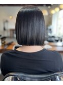 大人可愛い小顔  切りっぱなしボブ  前下がり 20代30代40代/柏