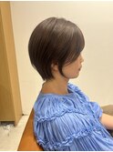 魅力倍増カールセミディシアーカラーダークアッシュショートヘア
