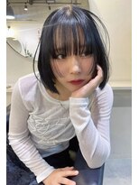 アッシュグレーボブヘアアレンジプードルパーマロングヘアセット