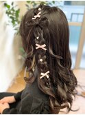 編みたらしリボンハーフアップ【品川/ヘアセット】