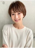 ナチュラルブラウン/耳かけショート/丸みシルエット/大西真人