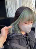 ミントグリーン/インナーカラー/フェイスフレーミング/ブリーチ