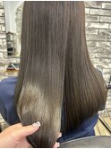 ブリーチなしグレージュ×縮毛矯正