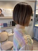バレイヤージュ前下がりボブシアーベージュカラー赤羽美容院