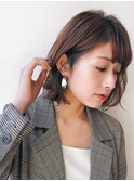 【GARDEN 田中麻由】毛先パーマことりベージュ耳掛けミディアム