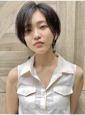 モードに大人可愛いダークアッシュイメチェンショートボブ