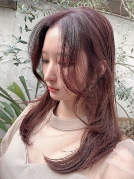 ピークアブー 表参道(PEEK-A-BOO) 韓国風レイヤーくびれミディブリーチなしブラウンベージュ前髪