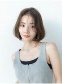 大人かわいい切りっぱなしボブかきあげ前髪韓国レイヤー美髪