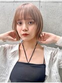フェイスレイヤー/ボブ/切りっぱなし/ミルクティーベージュ