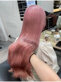9556シルキーグレーベージュベビーピンク艶髪ハイトーンカラー