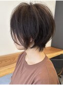 小顔カットショートボブ大人可愛いアッシュオリーブ