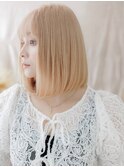 外国人風ホワイトブロンド切りっぱなしボブディa大宮10代20代