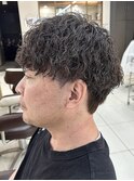 メンズカット波巻きパーマツイスパシャドウフェザー