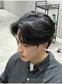 ニュアンスパーマフェザーパーマセンターパートテーパーフェード