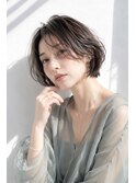 ショートボブ/大人女性/ショコラベージュ/白髪ぼかし/脱白髪染め