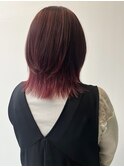 大人可愛いダブルカラーパープルブラックミニウルフ丸みショート