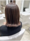 【つくば】白髪ぼかしハイライトブリーチ無し×外ハネボブ