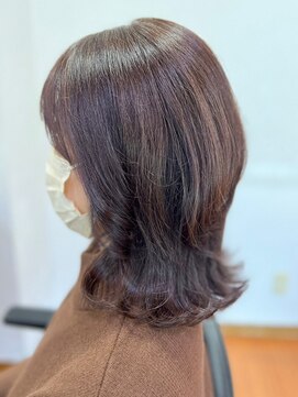 アークスヘアー ハイライトレイヤーカット透明感ピンクブラウンミディ