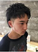 メンズショートアップバングウルフソフトツイストパーマメンズ
