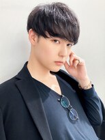 20代30代韓流☆ツイストパーマショートマッシュアッシュブラック