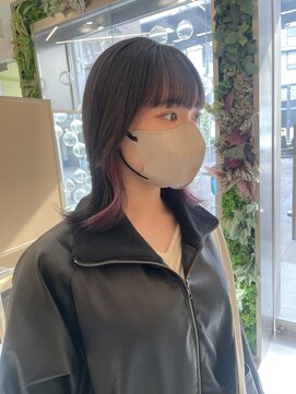 エヌ ドット ヘアープラス ミラクルヘアー(n. HAIR) イヤリングカラー×くびれ外ハネボブ