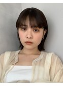 外ハネボブショコラアッシュ前髪小顔カットモテ髪