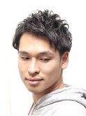 メンズビジネスアイロンパーマツーブロック束感ショート髪質改善