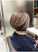 前下がりグラデーションボブ　ハイライト