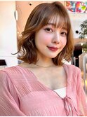 【MINX】くびれヘアアプリコットオレンジハイライトカラー_銀座