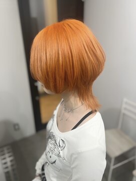 リグ 横浜(Lig.) オレンジカラーウルフカットケアブリーチダブルカラー横浜横浜駅