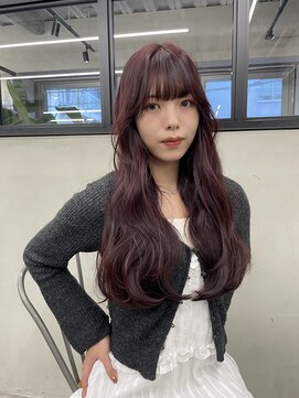 ニコ トウキョウ 渋谷(nico TOKYO) ダブルカラーチェリーレッドピンクブラウン韓国レイヤーロング