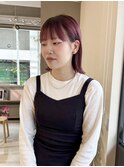 肩下ボブ/外ハネボブ/赤髪/暖色カラー/ハイトーン/バイオレット