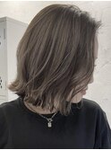 横浜西口タッセルボブ切りっぱなしボブオリーブベージュカラー