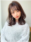 【eri 】韓国風ヘアふんわりレイヤー透明感カラーセミロング髪型