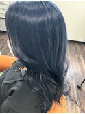 20代30代ブルーアッシュカラーゆるふわ巻き