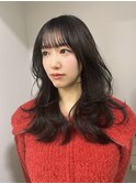 レイヤーカットハッシュカット黒髪くびれヘア髪質改善前髪カット