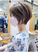 30代40代50代絶壁解消ひし形白髪ぼかし大人ショートボブ【西】