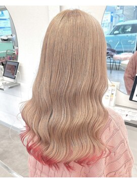 フウ(fuh) デザインカラー/ミルクティー/裾カラー/ロング/ケアブリーチ