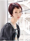 チェリーレッド/ぱっつん/オン眉/レイヤーショート/たまプラーザ