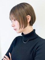 ミモザワークス ヘアアレンジ 大人ショートボブ丸みショートカットマッシュショート 前髪あり