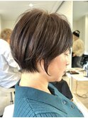 別府ショートボブ顔周りレイヤーカット髪質改善カラー