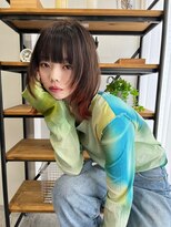 ラパンセ ブルー(LA PENSEE BLEU)&nbsp;エンドカラー　ボブレイヤー　レイヤーカット　毛先オレンジ