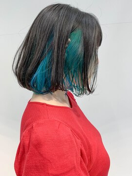 テトヘアー(teto hair) bob (インナーカラー、ターコイズブルー、エメラルドグリーン)