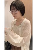 黒縁メガネとショートからショートボブに/ニュアンスカラー