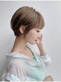 大人ショート 丸みひし形 前髪あり 丸顔面長エラ張り K1014