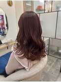 ブリーチなしピンクブラウン