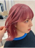 熊本　ピンクベージュ　くびれ巻きボブ　垢抜けボブ　Arisa.