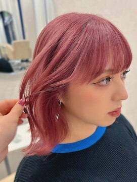 サロウィン 熊本上通り店(SALOWIN) 熊本 ピンクベージュ くびれ巻きボブ 垢抜けボブ Arisa.