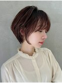 クールショート/ピンクベージュ/カーテンバング/顔周りカット